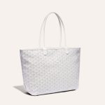 Goyard Artois Tote MM White Goyardine Canvas & Chevroches Calfskin Palladium Hardware - Image 2